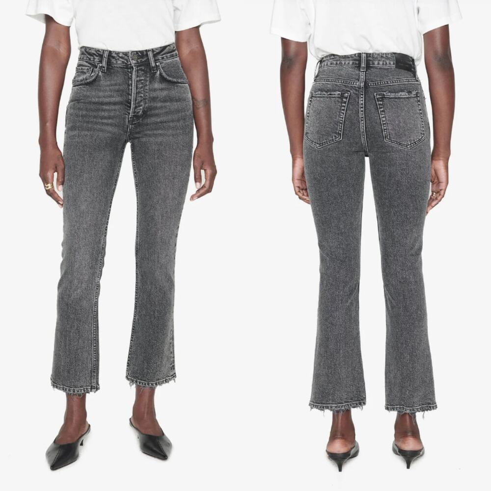 Anine Bing | Lara Jean in Charcoal Gray High Rise Ankle Flare 27 - Picture 2 of 12